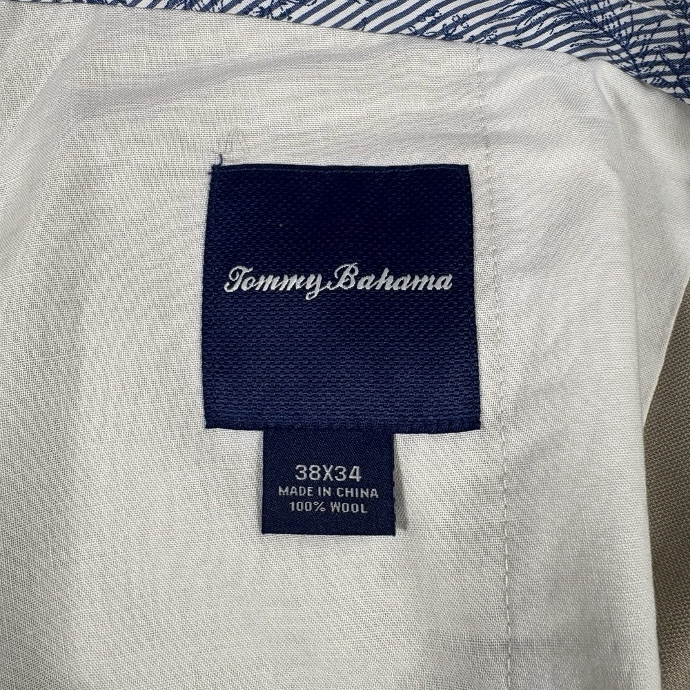 Tommy Bahama Mens 38x34 100% Wool Dress Pants Tan Khaki Flat Front Straight Leg - Picture 11 of 12